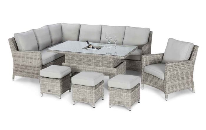 Maze Oxford Garden Sofa Dining Set with Adjustable Table - Grey
