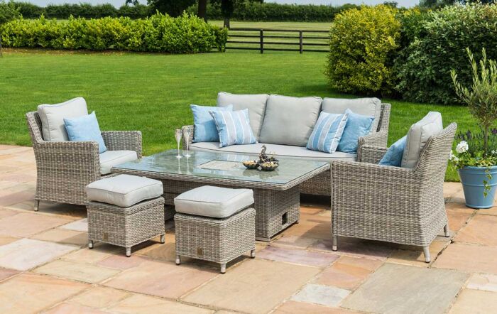 Maze Oxford Garden Sofa Dining Set with Adjustable Table - Grey