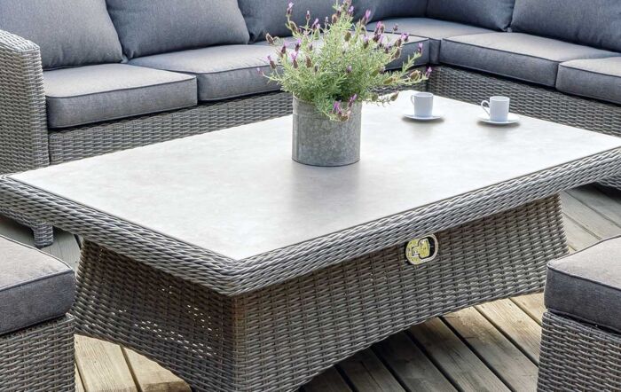 Pacific Lifestyle Barbados Outdoor Corner Adjustable Ceramic Top Set - Grey