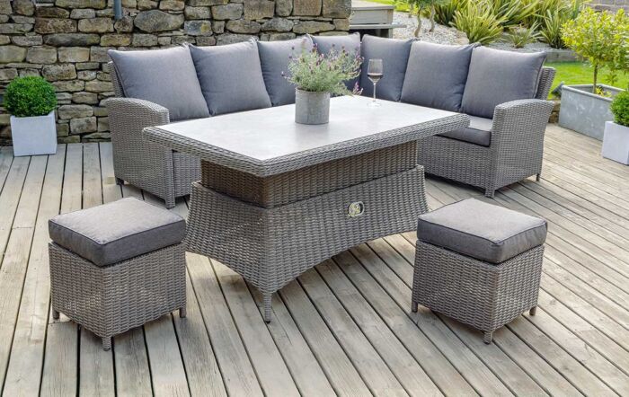 Pacific Lifestyle Barbados Outdoor Corner Adjustable Ceramic Top Set - Grey