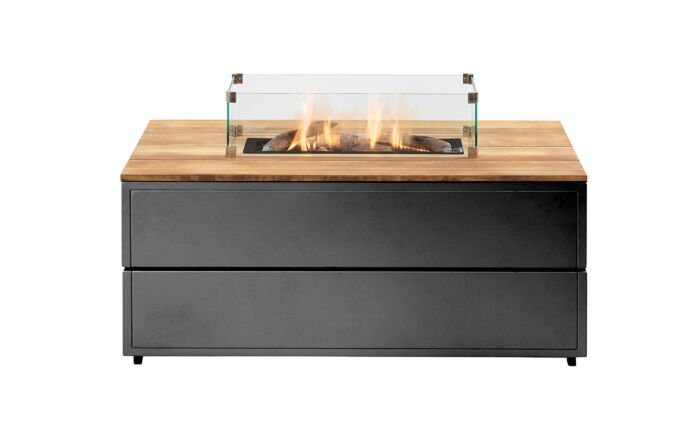 Pacific Lifestyle Cosipure Black and Teak 120 Rectangular Fire Pit