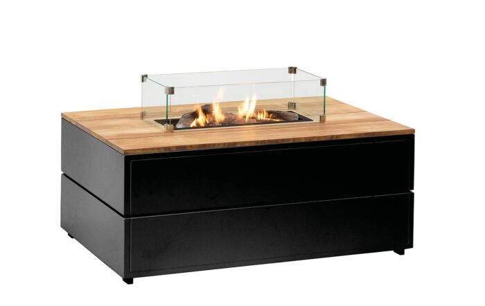 Pacific Lifestyle Cosipure Black and Teak 120 Rectangular Fire Pit