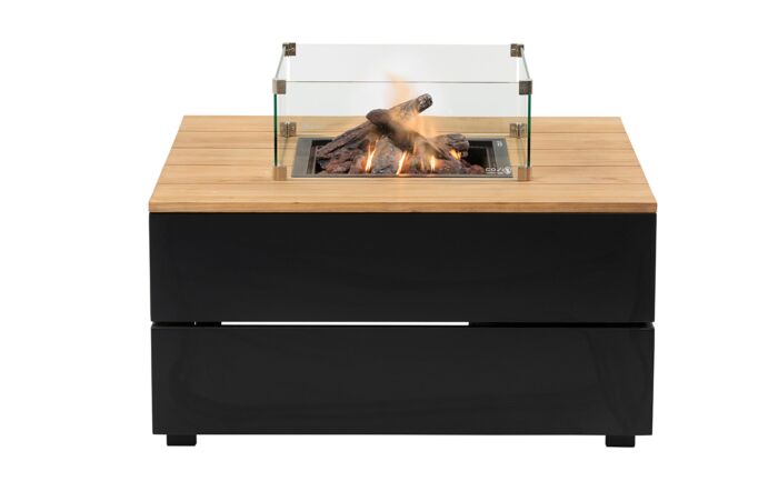Pacific Lifestyle Cosipure Black And Teak 100 Square Fire Pit 