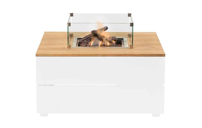 Pacific Lifestyle Cosipure White and Teak 100 Square Fire Pit