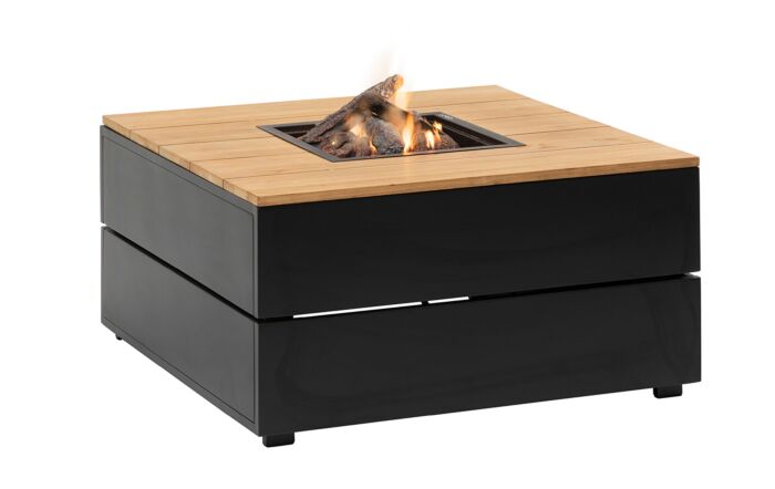 Pacific Lifestyle Cosipure Black And Teak 100 Square Fire Pit 