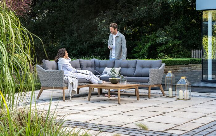 Pacific Lifestyle Larissa Outdoor Corner Sofa Set - Light Kubu Grey