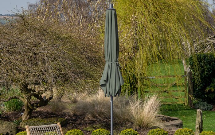 Platinum Riva 3m Round Olive Parasol With 40kg Wheeled Base 