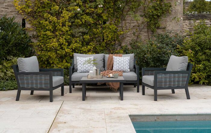  Bramblecrest Portofino Two Seat Outdoor Sofa Set with Coffee Table - Grey