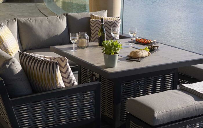 Bramblecrest Portofino Outdoor Corner Firepit Set - Grey