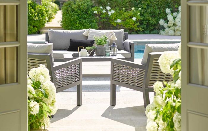  Bramblecrest Portofino Two Seat Outdoor Sofa Set with Coffee Table - Grey