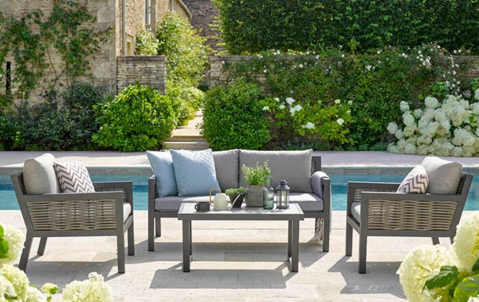  Bramblecrest Portofino Two Seat Outdoor Sofa Set with Coffee Table - Grey