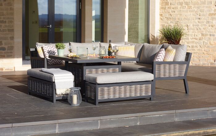Bramblecrest Portofino Outdoor Corner Firepit Set - Grey