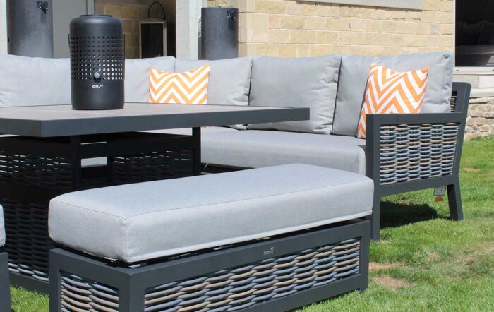 Bramblecrest Portofino Corner Garden Sofa Set with Adjustable Dining Table - Grey