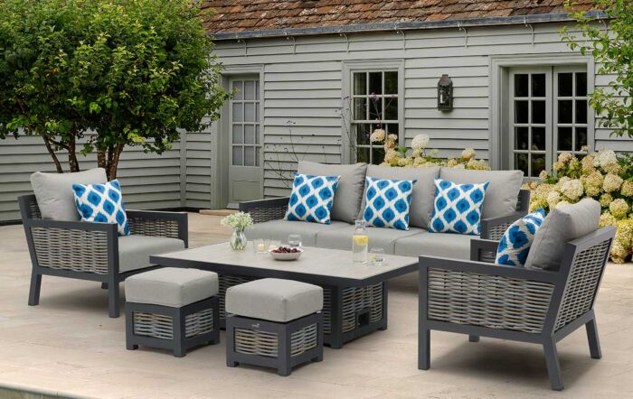 Bramblecrest Portofino Adjustable Three Seat Garden Sofa Set - Grey