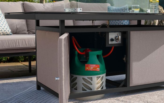 Maze Pulse Three Seat Garden Sofa Set With Firepit Table - Oatmeal