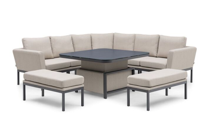  Maze Pulse Corner Sofa Dining Set With Adjustable Table - Oatmeal