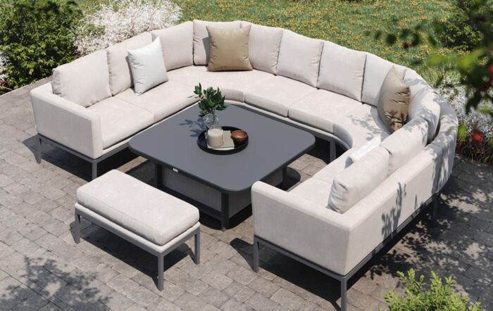 Maze Pulse U Shape Garden Sofa Set With Rising Table - Oatmeal