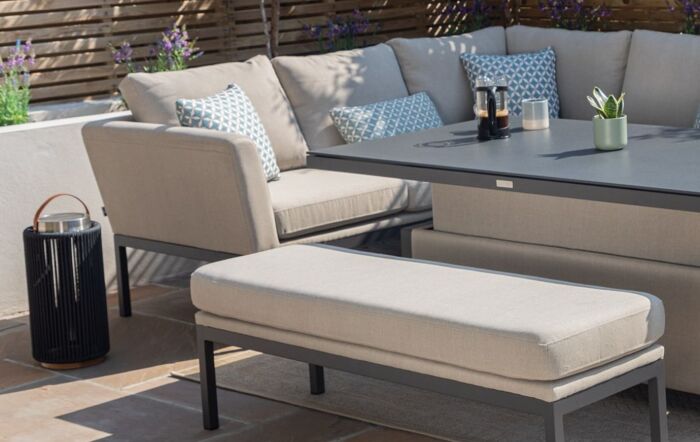 Maze Pulse Rectangular Corner Sofa Set With Adjustable Table - Oatmeal