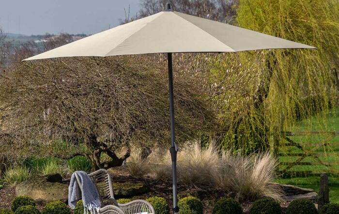 Platinum Riva 3.5m Champagne Round Parasol with 25kg Base  