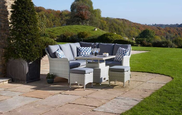 Bramblecrest Tetbury Small Corner Sofa Set with Mini Adjustable Table - Cloud Grey