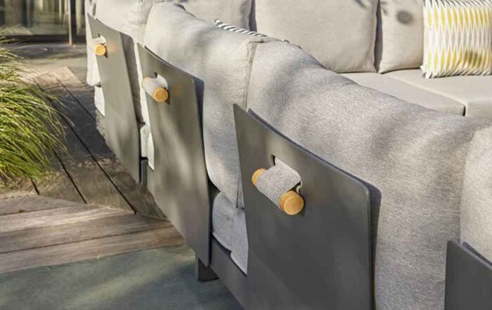 Bramblecrest Vilamoura Rectangle Modular Garden Corner Sofa with Teak Coffee Table