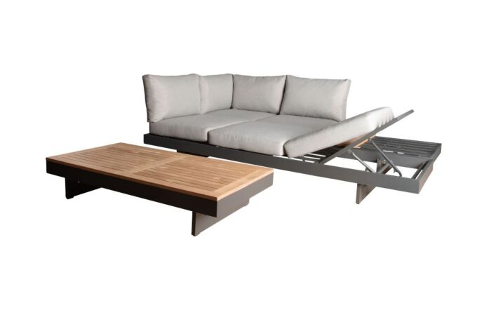 Bramblecrest Vilamoura Rectangle Modular Garden Corner Sofa with Teak Coffee Table