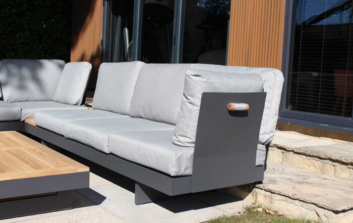 Bramblecrest Vilamoura Rectangle Modular Garden Corner Sofa with Teak Coffee Table