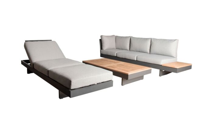 Bramblecrest Vilamoura Rectangle Modular Garden Corner Sofa with Teak Coffee Table