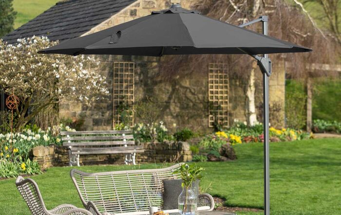 Platinum Voyager T1 Anthracite 3m Round Parasol with 90kg Granite Base