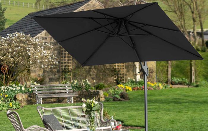 Platinum Voyager Anthracite T1 3m x 2m Oblong Parasol with 90kg Granite Base & FREE Cover
