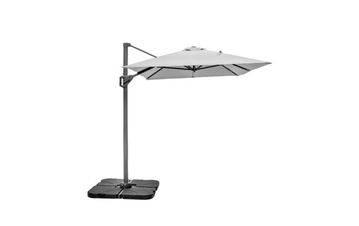 Platinum Voyager Luna Grey T1 3m x 2 m Rectangular Free Arm Parasol With 90kg Wheeled Base & FREE Cover