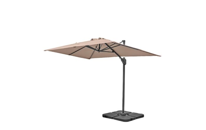 Platinum Voyager Taupe T1 3m x 2 m Rectangular Free Arm Parasol With 90kg Wheeled Base & FREE Cover