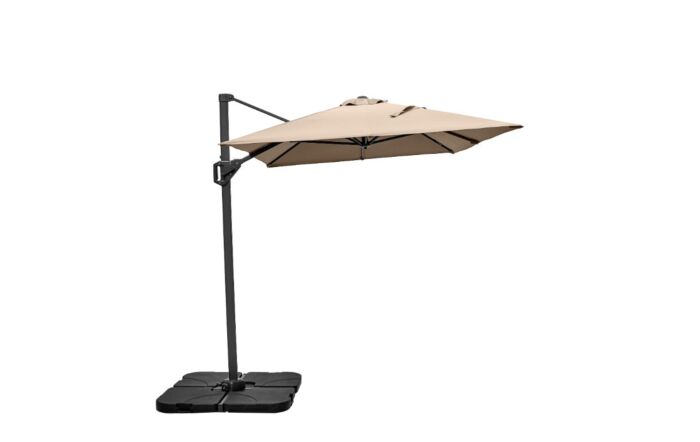 Platinum Voyager Taupe T1 3m x 2 m Rectangular Free Arm Parasol With 90kg Wheeled Base & FREE Cover