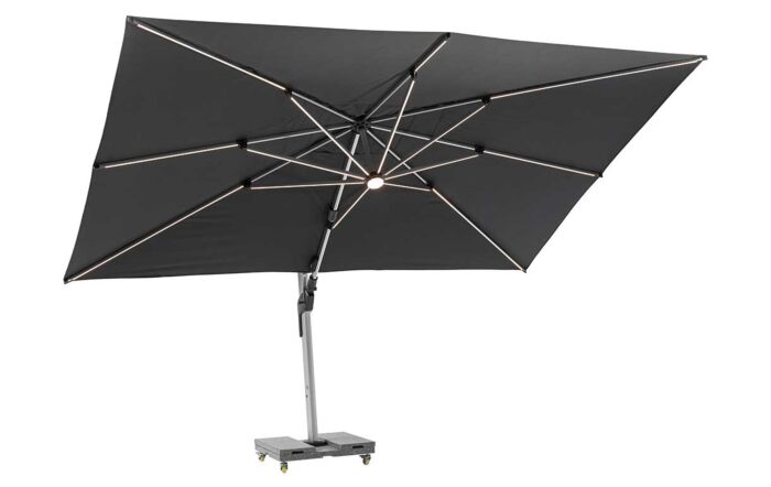 Bramblecrest Worcester 4m x 3m Rectangle Cantilever LED Grey Parasol with Cover 