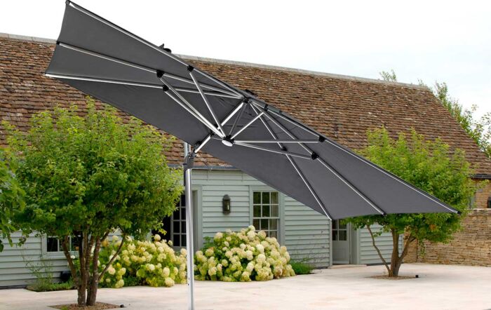Bramblecrest Worcester 4m x 3m Rectangle Cantilever LED Grey Parasol with Cover 