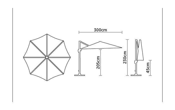 Bramblecrest Chichester 3M Round Parasol Including Granite Base And Cover